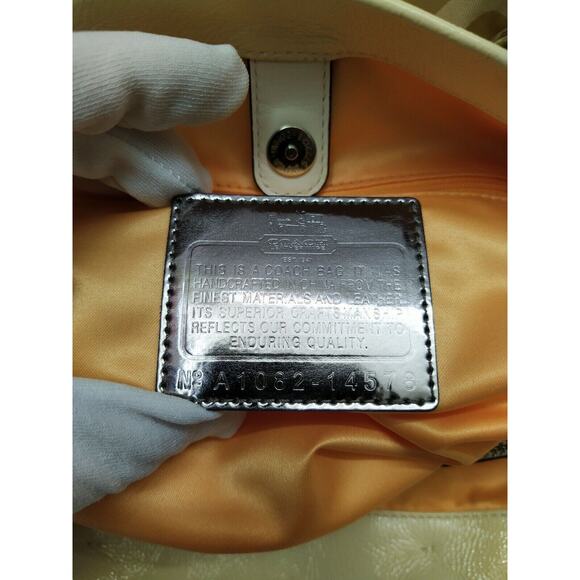 Coach Madison Beige Canvas Light Yellow Leather Trim Tote Shoulder Bag - Picture 12 of 13